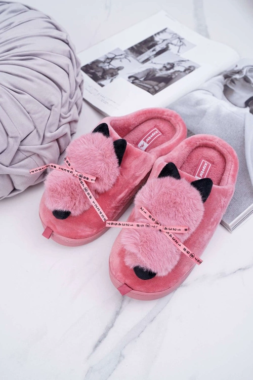 Papcie Damskie Z Futerkiem Kotek Czerwone Kitty