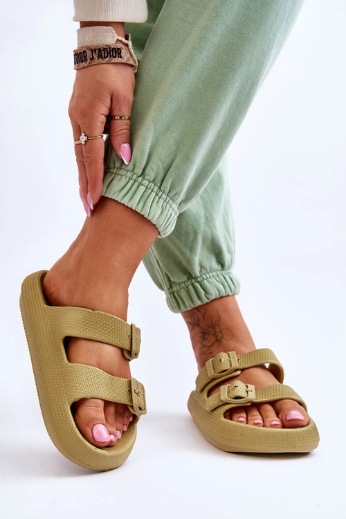 Lekkie Piankowe Damskie Klapki Zielone Cleve