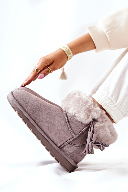 Śniegowce Ocieplane Frędzle Szare Sorella