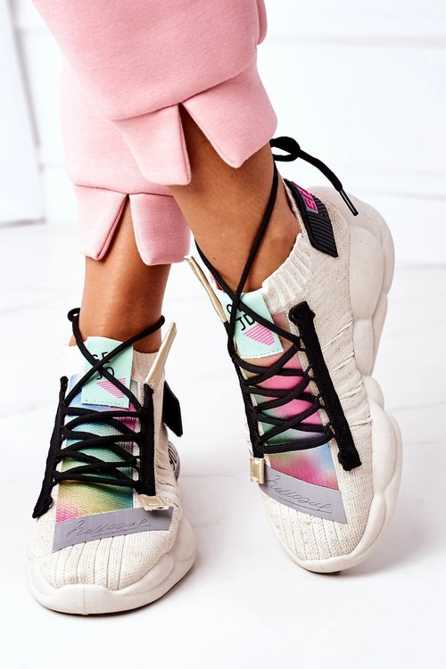Damskie Sportowe Buty Sneakersy Beżowe Bubble Tea