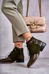 Damskie Skórzane Botki Trzewiki Maciejka 5743A-09 Zielone