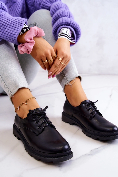 Damskie Klasyczne Półbuty Oxfordy Czarne Colton