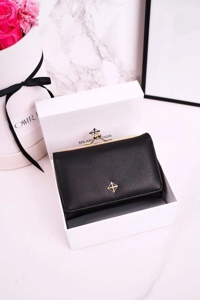 Średni Portfel Damski Zapinany Na Bigiel MILANO Czarny