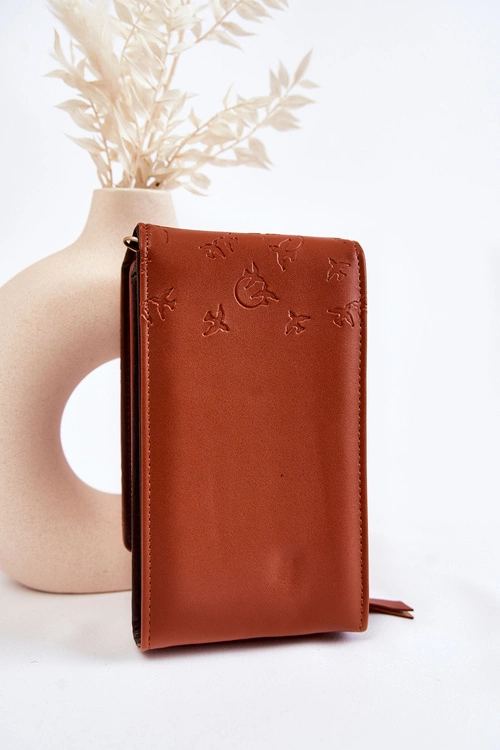 Modna Torebka Portfel 2w1 Z Tłoczeniem Brązowa Savano