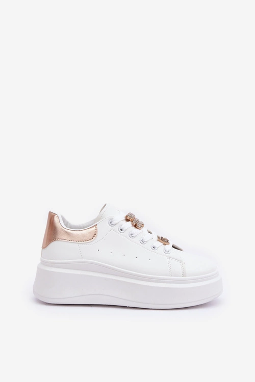 Sneakersy Damskie Z Przypinkami Białe Bralinea
