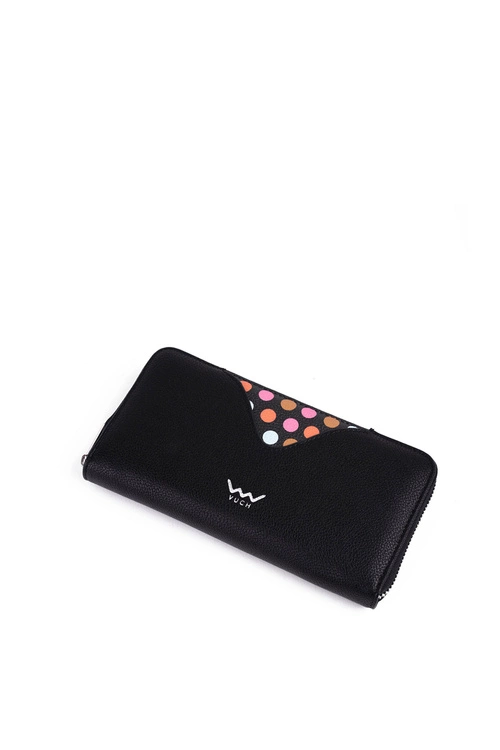 Duży Portfel Na Suwak W Kropki Czarny Reine
