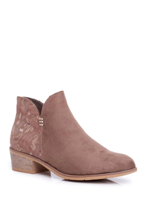 Botki Damskie Płaski Obcas Wiosenne Brązowe Elizabeth