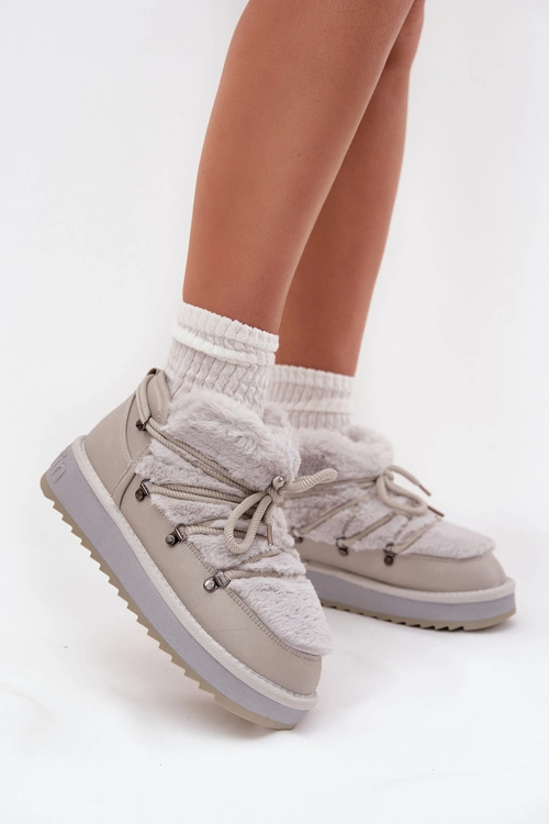 Niskie Śniegowce Na Platformie Z Futerkiem D.Franklin DFSH370011 Jasnoszare