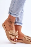 Modne Damskie Klapki Z Kokardą Beżowe Estera