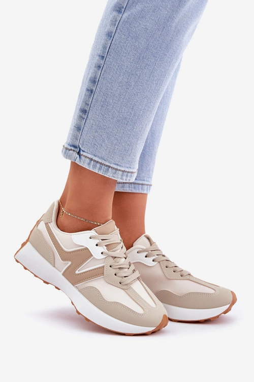 Buty Sportowe Sneakersy Damskie Beżowe Britma