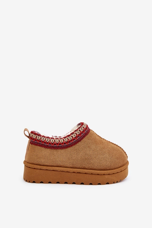 Śniegowce Botki Dziecięce Na Platformie Ocieplane Futerkiem Camel Vilabria