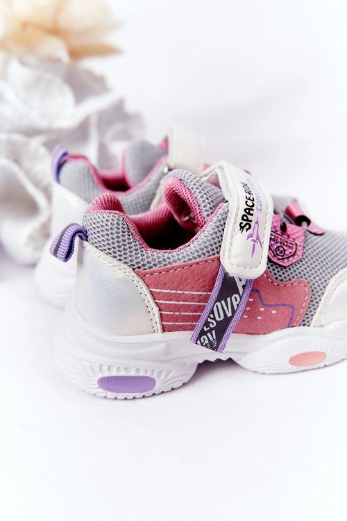Dziecięce Sportowe Buty Sneakersy Biało-Różowe Space Ride