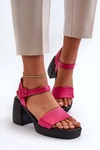 Zazoo 40386 Damskie Skórzane Sandały Na Klocku Fuksja