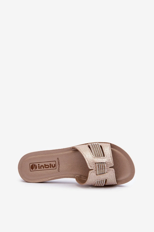 Wygodne Błyszczące Klapki Damskie Inblu BA000050 Złote