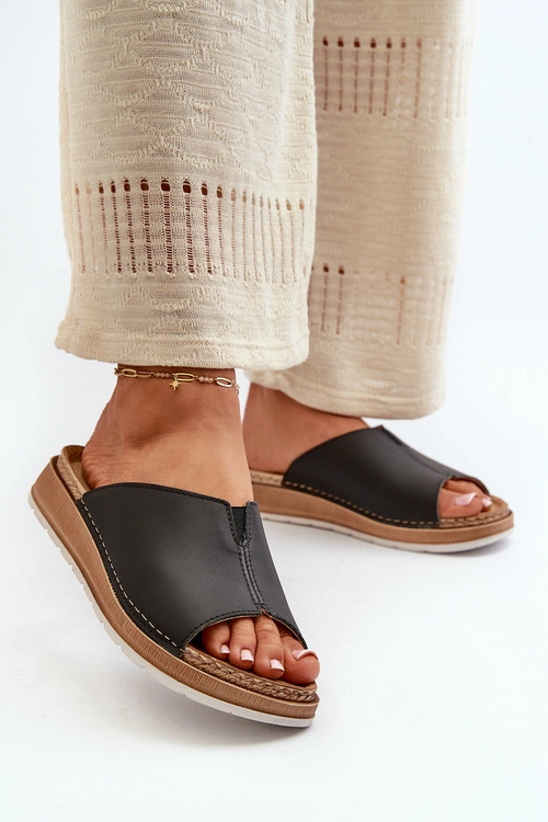 Wygodne Klapki Damskie Z Eko Skóry Inblu GS0003I1 Czarne