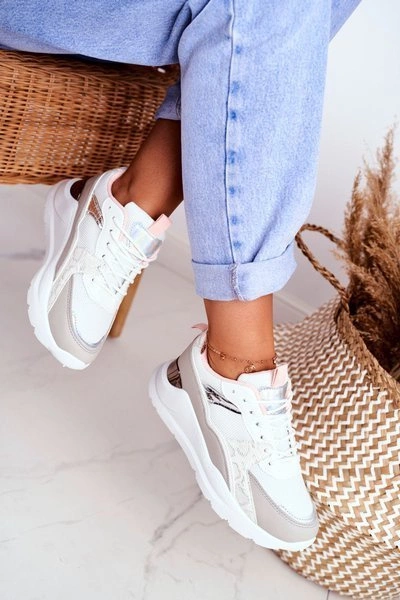 Sportowe Damskie Buty Sneakersy Białe Martina