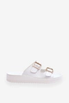 Damskie Klapki Na Platformie Z Paskami Białe Clever