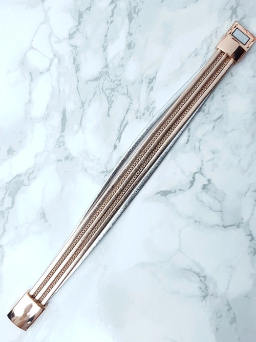 Damska Bransoleta Rzemień Różowe Złoto Łańcuszek Michiko