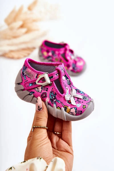 Buty Papcie Befado Supergirl Z Kokardką 110P457 Różowo-Szare