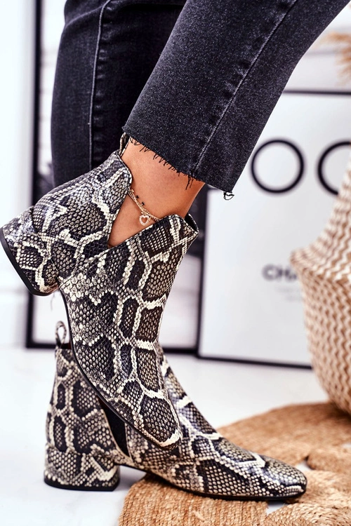 Botki Damskie Z Wycięciami Skórzane Wężowe Visconi 2625804