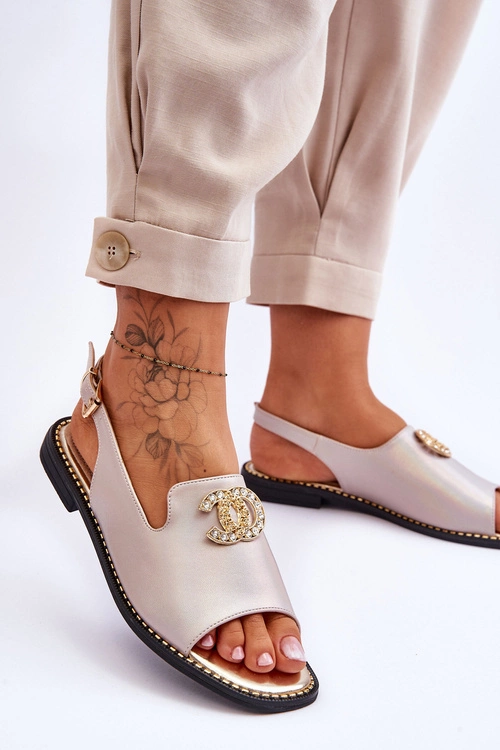 Damskie Sandały Z Ozdobą S.Barski KV-2775-49 Różowo-Złote