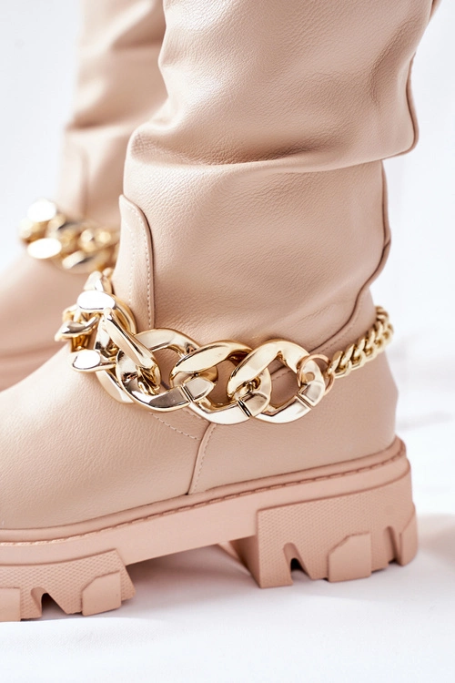 Wysokie Beżowe Kozaki Cecina