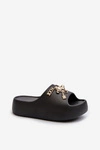 Klapki Damskie Lekkie Piankowe Z Ozdobami Czarne Orchia