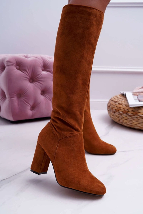 Kozaki Damskie Na Słupku Do Kolana Camel Mercure