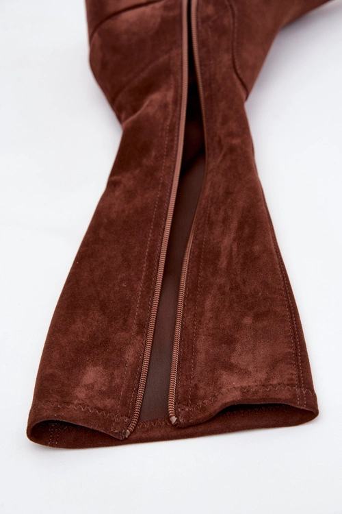 Kozaki Damskie Na Niskim Obcasie Eko Zamszowe Sergio Leone KZ212 Brązowe