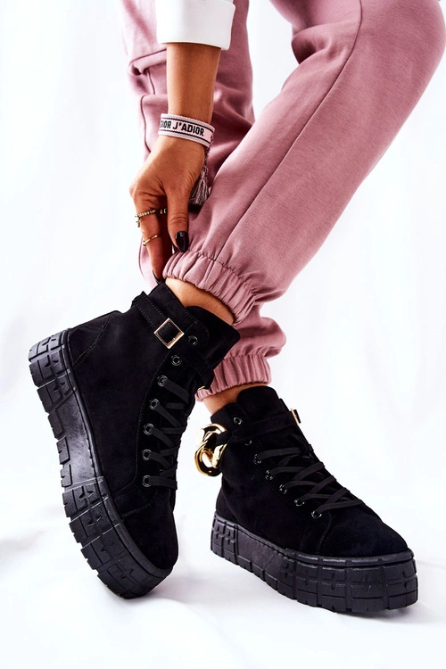 Wysokie Trampki Na Platformie Czarne Evenia