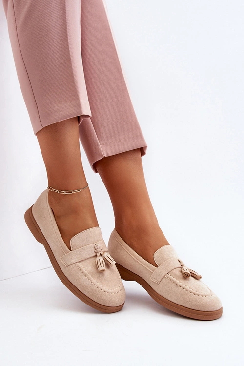 Damskie Zamszowe Mokasyny Beżowe Dansitu