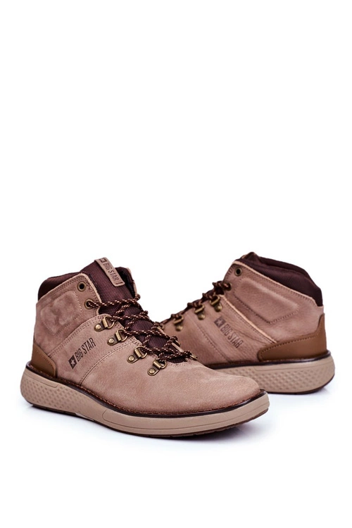 Męskie Trzewiki Skórzane Trekkingi Big Star Brązowe GG174492