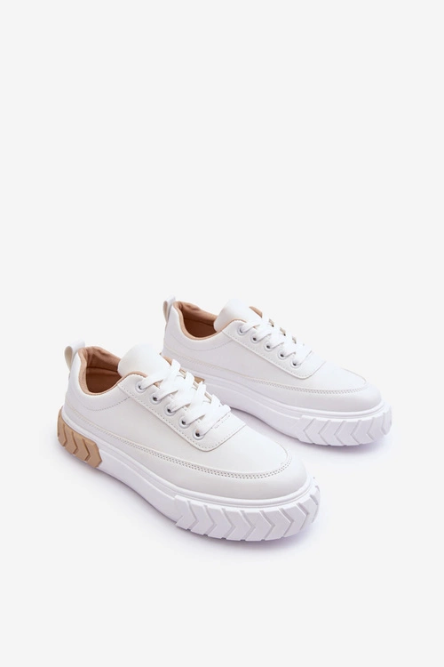 Klasyczne Buty Sportowe Na Platformie Biało-Beżowe Nannzie