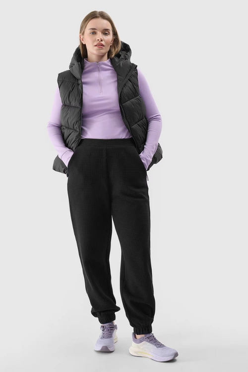 Bezrękawnik Damski Puchowy Z Kapturem 4F 4FWAW24TVJAF141-20S Czarny