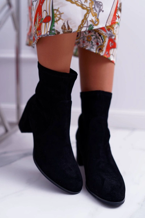 Botki Damskie Na Obcasie Wiosenne Sergio Leone Wsuwane Czarne LikeStar