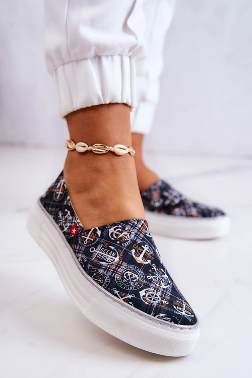 Damskie Tenisówki Slip On Memory Foam Big Star JJ276012 Czarne