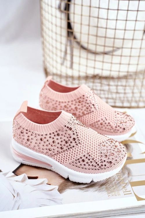 Obuwie Sportowe Dziecięce Z Cyrkoniami Różowe Linda