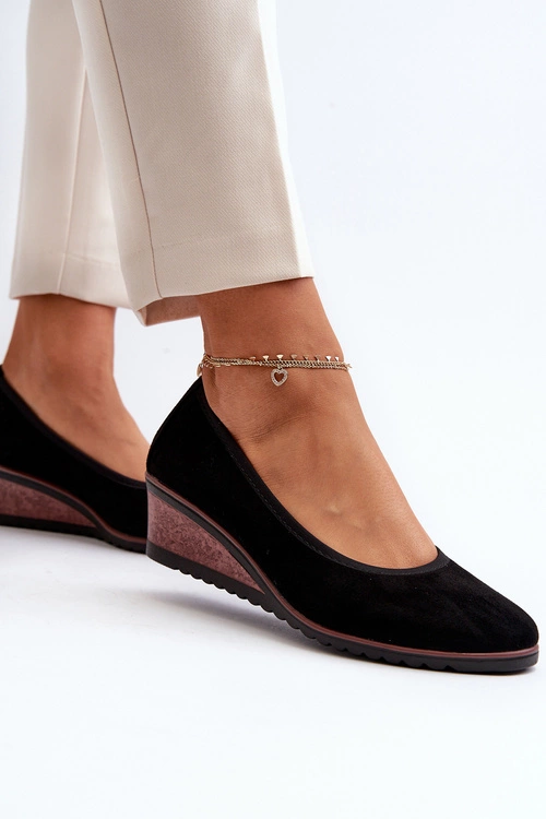 Damskie Półbuty Na Koturnie Czarne Belli