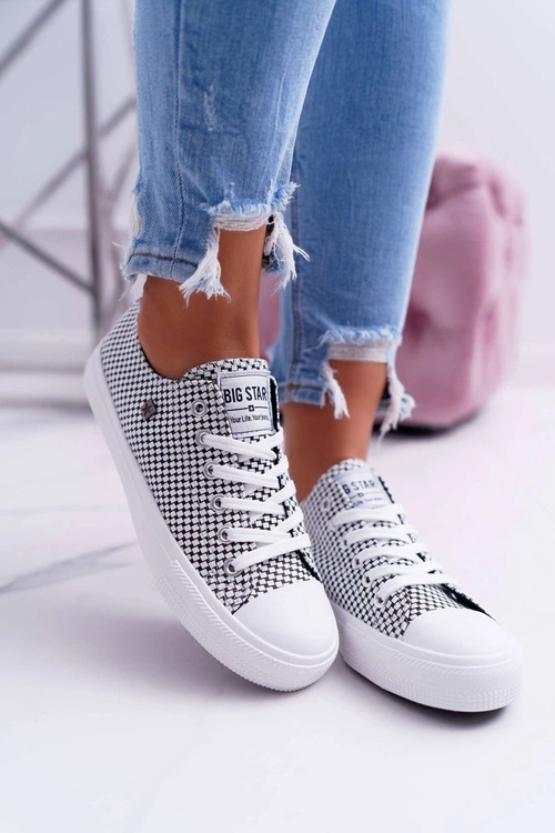 Damskie Trampki Big Star W Kratkę Białe DD274035
