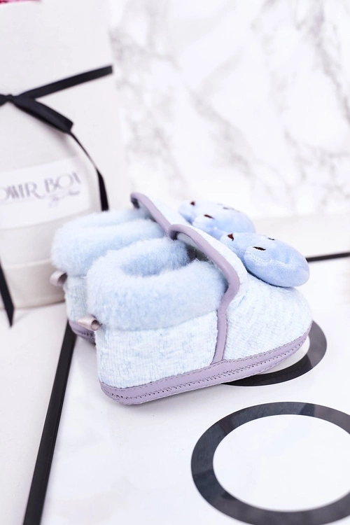 Dziecięce Papcie Na Gumce Z Misiem Niebieskie Pooh