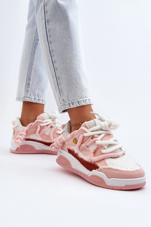 Damskie Sneakersy Z Grubym Sznurowaniem Różowe Miatora