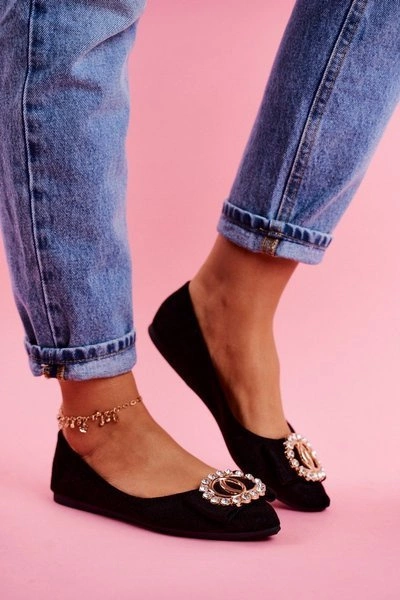 Baleriny Damskie Eko-Zamsz Czarne Montreal