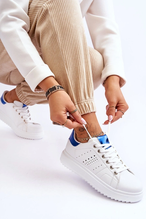 Damskie Sportowe Buty Biało-Niebieskie Be First!