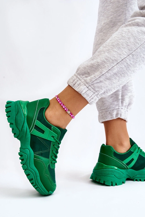 Modne Buty Sportowe Sneakersy Zielone Frezio