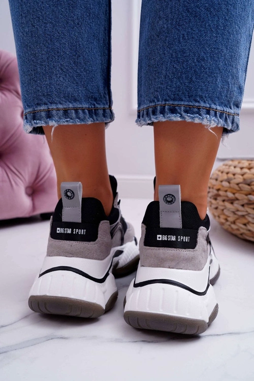 Damskie Sportowe Obuwie Big Star by Daniel Lopez Szare FF274427