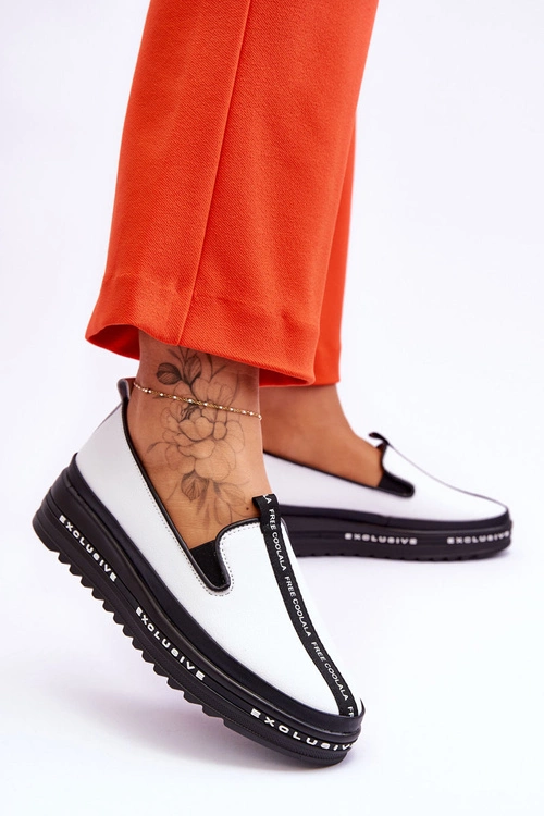 Wsuwane Skórzane Damskie Trampki Białe Nathalie