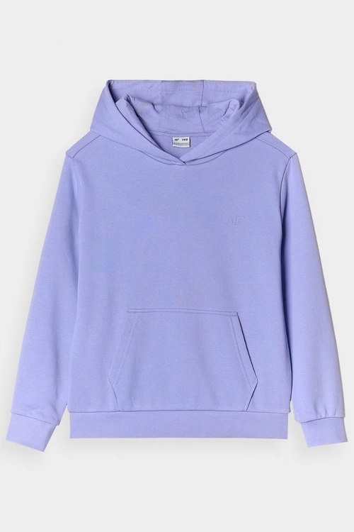 Dziewczęca Nierozpinana Bluza Z Kapturem Gładka Niebieska 4F 4FJWMM00TSWSF1316-32S