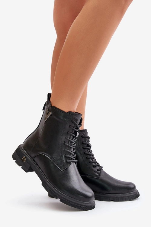 Ocieplane Botki Workery Damskie Ze Skóry Naturalnej Vinceza 7920 Czarne