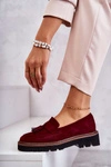 Damskie Zamszowe Półbuty Na Platformie Bordowe Unni