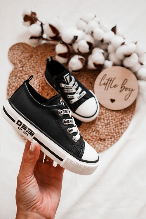 Dziecięce Skórzane Trampki BIG STAR KK374043 Czarno-Białe